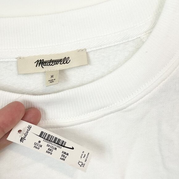 NWT Madewell White Puff Sleeve Sweatshirt - Size: Medium - Picture 3 of 8